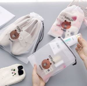 Matte Waterproof Transparent Drawstring Storage Bag Travel Clothing/Cosmetic/Shoe Packing Bag/Cosmetic Bag