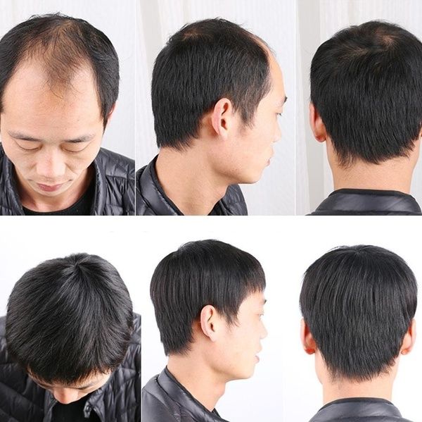 Durable Breathable 100% Real Human Hair Wigs for men Natural black