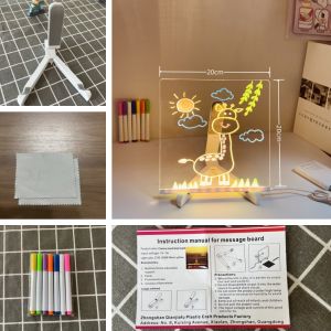 LEIFNYDI Erasable Colorful LED Writing Board Night Light Acrylic Kids Drawing Board USB Decorative Message Board DIY