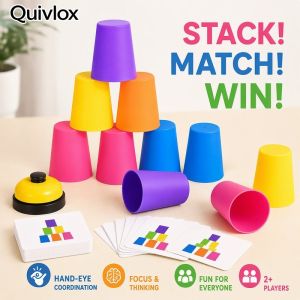Stacking Cups Battle Game Set Montessori Speed Cup Toy With Bell Flash Cards Hand Eye Training