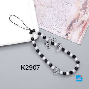 🔥 Black Silver Phone Lanyard Hand Strap Phone Pendant Key Chain-新款个性创意蝴蝶结爱心手机挂绳挂链挂饰-K2907-09