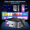 GOOJODOQ New touch screen Projector 4K 2023 WiFi projector  4k projector portable projector โปรเจคเตอร์  Android iOS wiFi HDMI projector portable double speaker Bluetooth เชื่อมต่อมือถือ คอมพิวเตอร์ iPad PS4 PS5. 