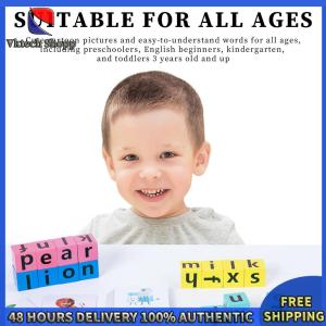 Vktech ของเล่นคำศัพท์ไม้สำหรับเด็ก Montessori เพื่อพัฒนาการเรียนรู้และทักษะการรับรู้ในวัยเด็ก