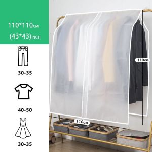 【READY STOCK】Clothes Dust Cover Widened Waterproof  Dustproof Clothes Hanger Cover Plastic Set Protector Plastic Suit