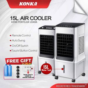 KONKA Air cooler Fan 15L with Remote Control (Free 4 Ice Pack) Strong Cold 3 Seed Fan (kipas penyejuk udara)