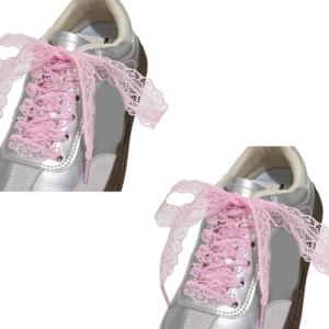 1 Pair Lace Shoelaces for Women and Girls 3CM Wide Flat Design Shoestrings Laces for Sneakers and Casual Wear Shoes