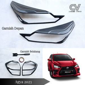 Paket Cover Garnish Lampu Depan Belakang Mobil Agya 2023 Hitam