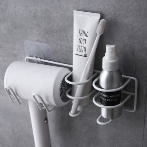🏠Wall Mounted Hair Dryer Holder Rack | Bathroom Storage Organizer for Toothbrush Shaver Toiletries – No Drill Adhesive Hook