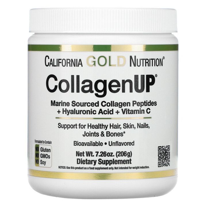 Collagen Up Powder California Gold Nutrition Collagen UP, Collagen Peptides + Hyaluronic ...