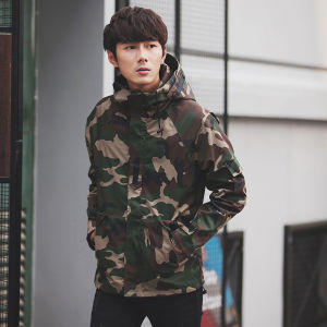 YCHION Hooded Korean Style 2024 Camouflage Coat Male Loose Trend Raincoat Jacket  Students Couples Tooling Jacket