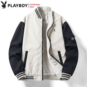 Playboy Mens Spring And Autumn Standing Collar Lightweight Jacket Casual Fashion Jacket(M-5XL)