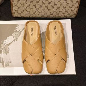 Dép Lười Đế Bệt Thiết Kế Quai Đan Phong Cách Hàn Quốc Dép Sục Nhựa Dẻo Mang Chống Nước Êm Chân