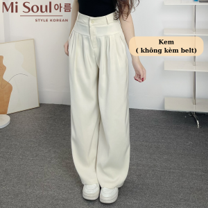 Quần Suông Ống Rộng Cạp Liền Chất Chéo BigSize Misoul Quần Dài Ống Suông Có Đỉa Cài 386