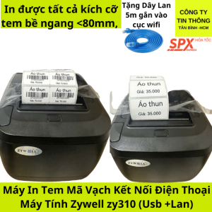 Máy in mã vạch Zywell ZY310 in máy tính + điện thoại USB + LAN