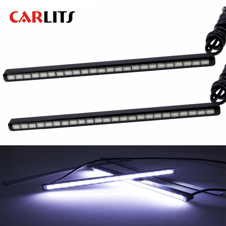 Carlits 2pcs Ultrafine Car Styling Led Strip Daylight 182430 Smd Auto Car Daytime Running 3157