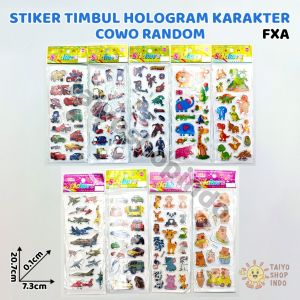 TAIYO Stiker Timbul Hologram Karakter 3D Random Sticker Motif Kartun Tempel Seni Kerajinan Mainan