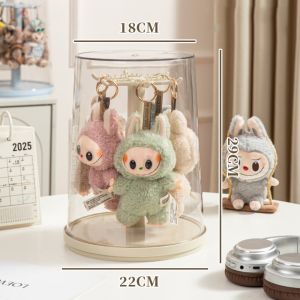 MECOME Transparent Labubu Doll Display Box Rotating Dustproof Pendant Storage Box Multifunction All-Round Display Labubu Display Stand Doll Blind Box Collectibles