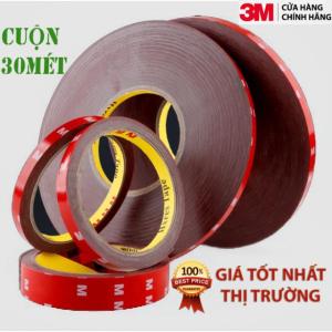 Băng Dính 2 mặt 3M Trong Suốt và Đục Cuộn Dài 30 Mét Băng Keo 3M 2 Mặt Cường Lực Siêu Dính Chống Nước Chịu Lực Tốt Vuadienmay