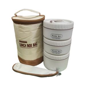 Hộp cơm văn phòng giữ nhiệt 3 tầng Bento Box chất liệu inox 304 giữ nhiệt 3 lớp tặng kèm túi bộ đũa thìa