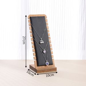 DOWNA Wood Necklace Display Stand Square Detachable Jewelry Organizer Flock Wooden Storage Rack Jewelry