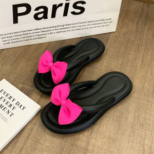 [Free Shipping] EVA Thick-Soled Flip-Flops With Cute Bow Design Perfect For Girls Providing Height And Suitable For Indoor And Outdoor Wear Ideal For Summer And Beach Use