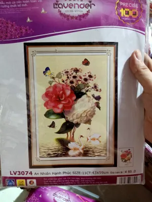 Tranh thêu chữ thập An Nhiên Hạnh Phúc (kích thước nhỏ 43x59cm)