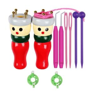 Wooden Knitting Doll with Crochet Hook French Knitting Doll Set Knitting Starter Set For Crafting Necklaces Bracelets