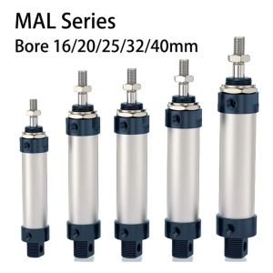 YUDESHUI 1Pcs 16/20/25/32/40mm Cylind Bore Pneumatic Air Cylinder 25/50/75/100mm Strok Double Compressed MAL Cylinder Durable Single Lever Mini Cylinder