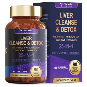 Totaria Milk Thistle Liver Cleanse & Detox Supplement - 80% Silymarin with Artichoke Dandelion Beet Root & Choline for Liver Health & Daily Cleanse - 90 Vegan Capsules