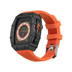 Luxury Aluminum Alloy Case compatible with apple watch strap case Ultra/Ultra 2 49mm Silicone Belt iwatch series 9/se 2/8/7/6 5 4 SE 40MM 44MM 41MM 45MM Rubber Band Metal Modification Kit