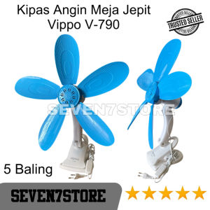 Kipas Angin Jepit VIPPO V-790 Kipas Tempel Kipas Meja Kipas jepit 26 watt 5 baling