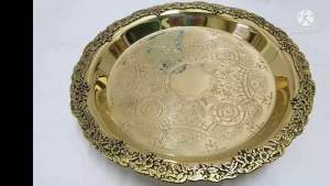 Brass byfa ถาดทองเหลือง ลายองุ่น งานสวยงาม แข็งแรง F1144 ขนาด 13.5 นิ้ว