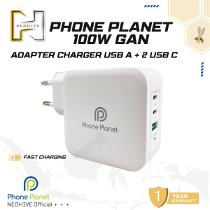 Phone Planet 100W GaN Charger 2C1A Fast Charging 2 USB C + 1 USB A Port EU Plug