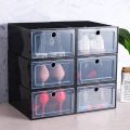 【One Cat Shop】6Pcs Large Transparent  Foldable Storage Box Plastic Shoes Box Stackable Storage Organizer. 
