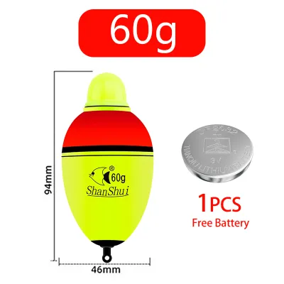 ICAMPDO LED lampu Pelampung Pancing Besar Nano Electronic Luminous Big Belly fishing Float Pelampung Mancing siakap Ikan 2 Color Light Eye Catching Buoy Tail High Sensitivity Fishing Float Stream Deep Water Sea Fishing Float