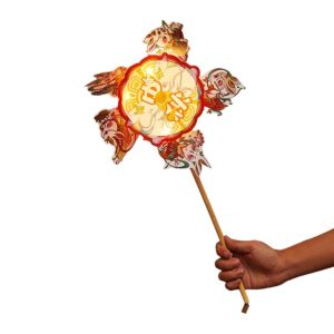 Lunara paper lantern chinese灯笼 纸灯笼中秋节传统 Luminous Rotating Rabbit Windmill Lantern DIY Hand-held Mid-Autumn Festival Lantern Childrens Toys Cartoon Animal Pattern Kindergarten Craft Lantern Mid-Autumn Festival