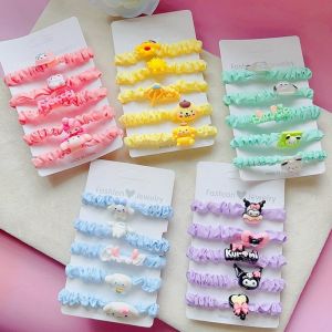 5Pcs/set Sanrio Hair Rope Kuromi Cute My Melody Cartoon Hello Kitty Pochacco Hair Accessories Rubber Band Headwear Girl Gift