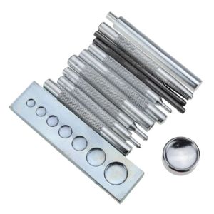 Metal Leather Craft Tool Set DIY Die Hole Punch Snap Fasteners Press Studs Rivet Setter Base Kit