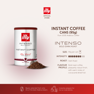illy Instant Coffee (95g) Arabica Classic & Bold Roast with No Sugar or Creamer - Classico/Intenso Taste