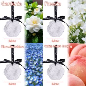 4PCS Car Perfume Wardrobe Aromatherapy Camellia Car Rearview Mirror Pendant Gypsum Aromatherapy Wax Chips Car Aromatherapy Car Accessories