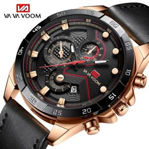 VAVAVOOM New Fashion Mens Watches Military Top Brand Luxury Sports Watch with Stainless Steel Leather strap