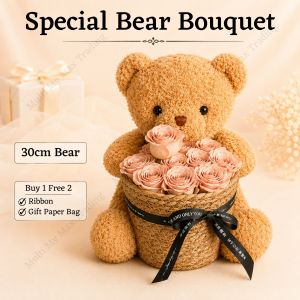 Rose Soap Flower Bear Bouquet Present for Christmas Birthday Anniversary Graduation Valentine Girl Friend Mother Gift