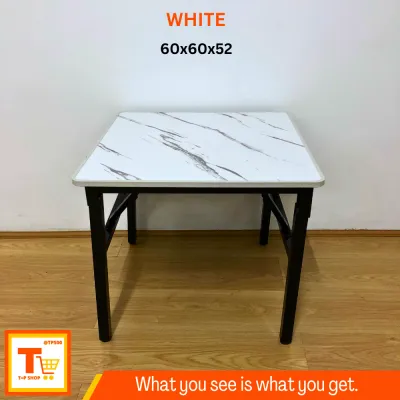 FOLDABLE/FOLDING SQUARE TABLE (60x60 80x80) WITH METAL LEGS (MARBLE WHITE)