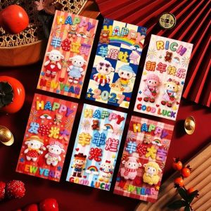 WEHUAN 6 pcs Chinese Style Goat Year Money Envelope Cartoon Blessing Words Lucky Red Pocket Creative Traditional 2027 Lamb Money Pockets New Year