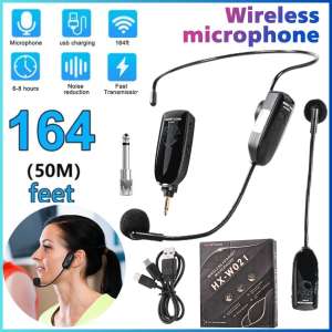 COD TaffSTUDIO Mik Microphone Wireless Clip On Karaoke Jarak Jauh / Mic Bando Imam Masjid Suara Jernih Terbaik 2.4GHz Headset with Transmitter - HX-W021