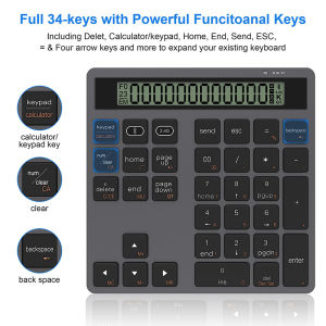 2.4G Wireless Bluetooth Numeric Keyboard with Screen Display Calculator 2 in1 Portable Wireless Number Keypad for Win/Mac