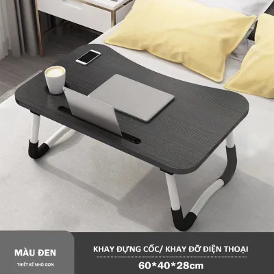 💥Bàn học làm việc gấp gọn đa năng bàn để giường có khe cắm điện thoại khay đựng cốc khe cắm USB thông minh tiện