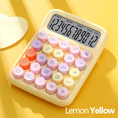 12 Digits Mechanical Calculator Dopamine Color Calculators For Study/Home/School/Office/Finance Gift Present