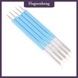 [huguosheng] เครื่องมือแกะสลักรูปปั้นซิลิโคนแบบสองหัว5ชิ้น เซ็ตทำจากโพลีเมอร์และเครื่องปั้นดินเผาเนื้อนุ่ม