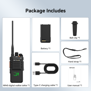 Retevis NR40 DMR AES256 Digital Two Way Radio with Noise Reduction IP67 Weatherproof VOX for diverse professional environments